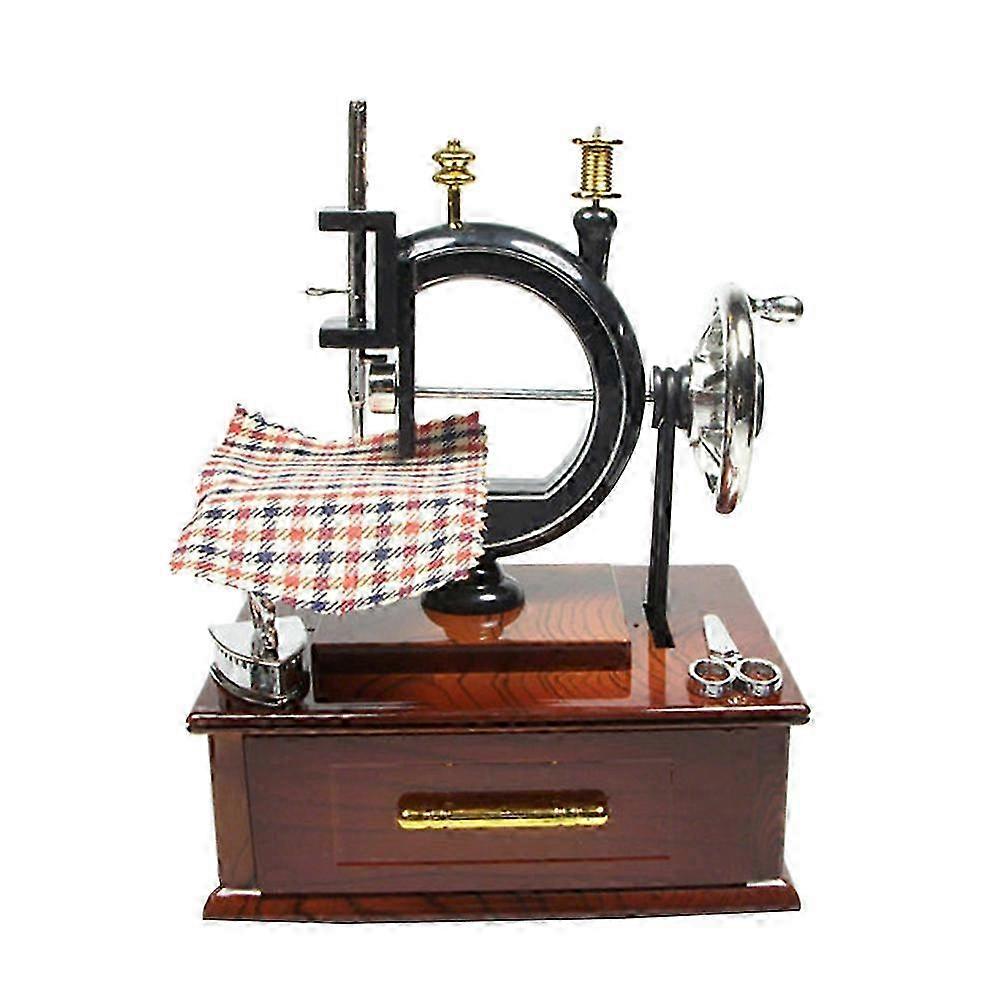 Retro Treadle Sewing Machine Music Box compatible with Table Decor 3Pcs
