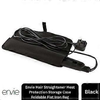 Envie Hair Straightener Heat Protection Storage Case Black Foldable Flat Iron Bag