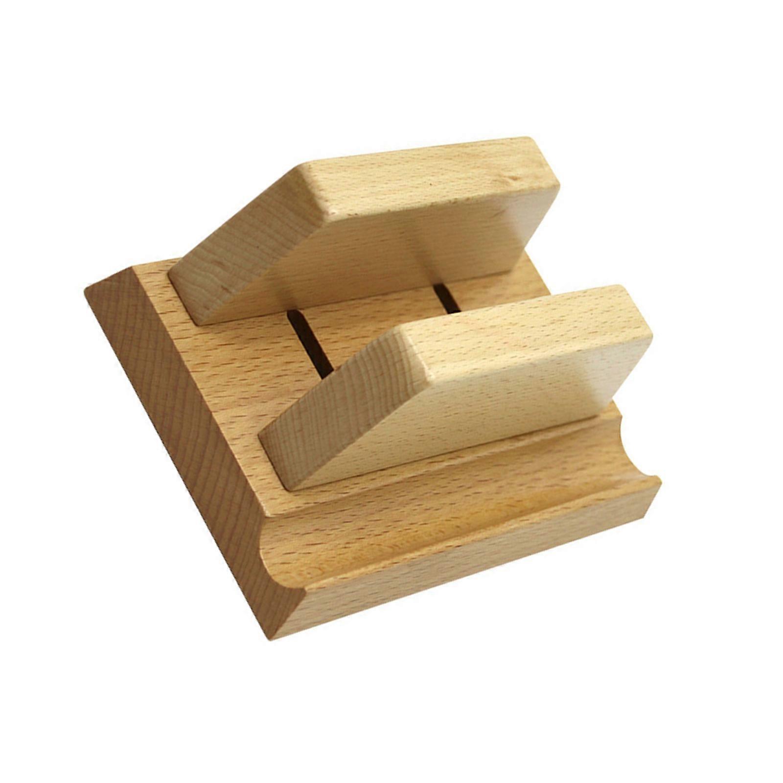 Space Saving Vertical Dock Natural Wood Base for Full Functional Port Access & Stable Support  beech color