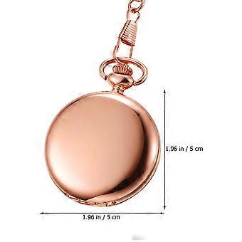 1PC Retro Two-faced Smooth Pocket Watch Alloy Classic Delicate Quartz Pocket Watch (Rose Gold)