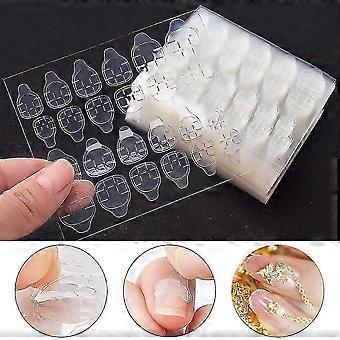 96 Pcs Double-sided Glue Nail Sticker Transparent Ahesive False Nail Tips  For Fingers