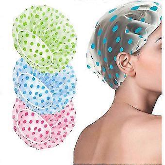 Z6 3 Pack Shower Caps For Women/men Waterproof Shower Caps Reusable Shower Hats Elastic Bath Cap For Women