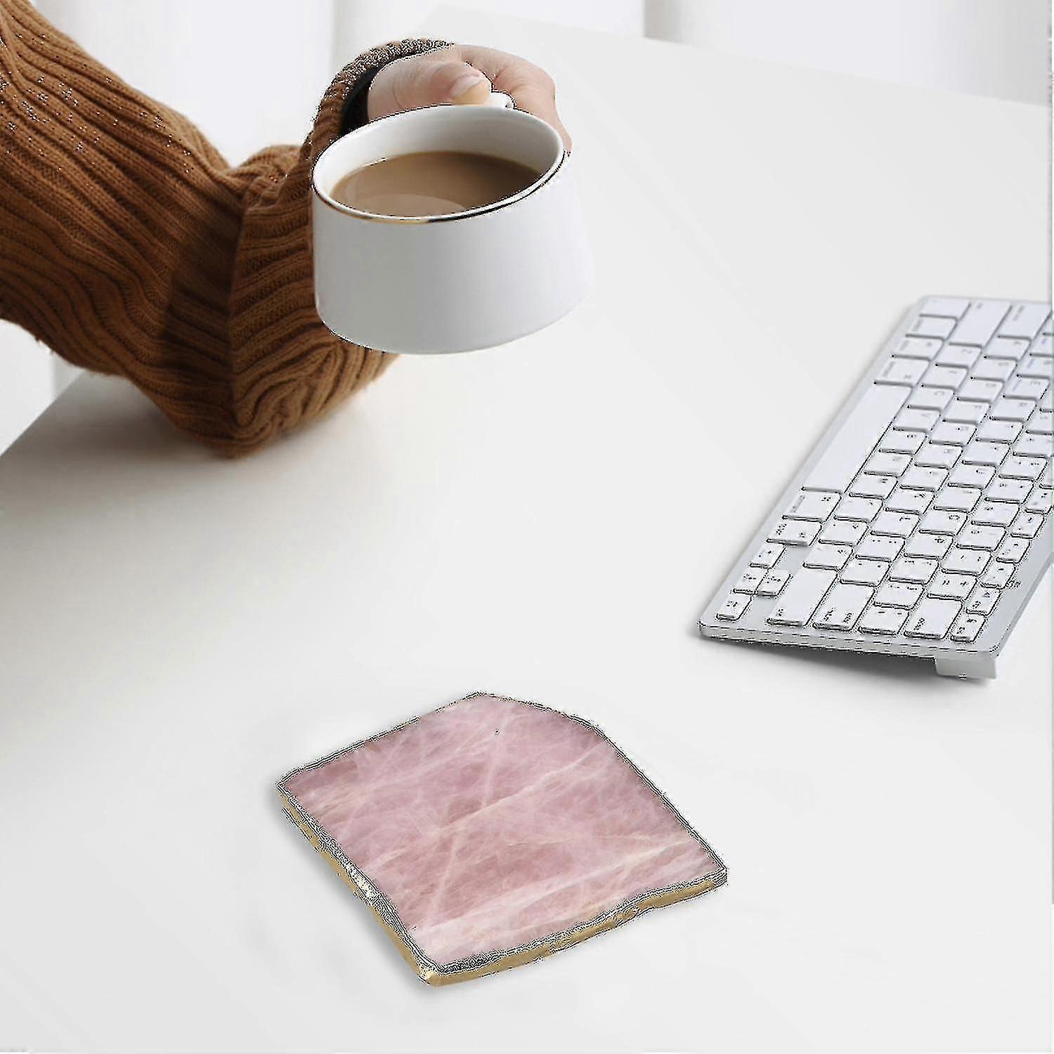 2pcs Agate Slice Pink Agate Coaster Teacup Tray Decorative