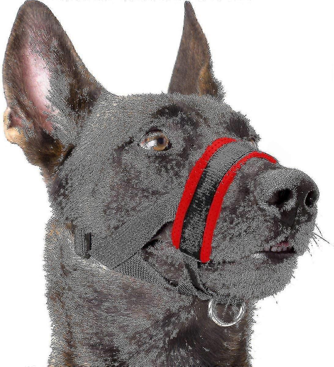 Dog Muzzle Nylon Soft Padding, Adjustable Loop, Black-size,colorxlred