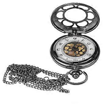 1pc quartz uurwerk analoog klassiek uitgehold rond zakhorloge met ketting