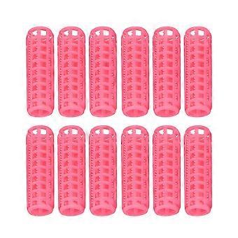 12 stk. rosa plast DIY hårstylingruller krølltangerklemmer