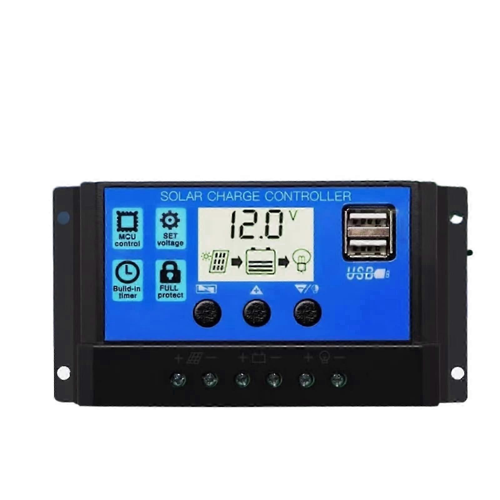 Solar Charge Controller 12V/24V Auto Universal PV Panel Regulator 10A
