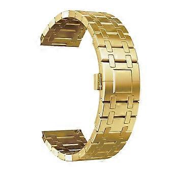 Stainless Steel Watch Band for Galaxy Watch 5 Pro and Huawei GT3 Pro 46mm, Luxury Gold Metal Strap