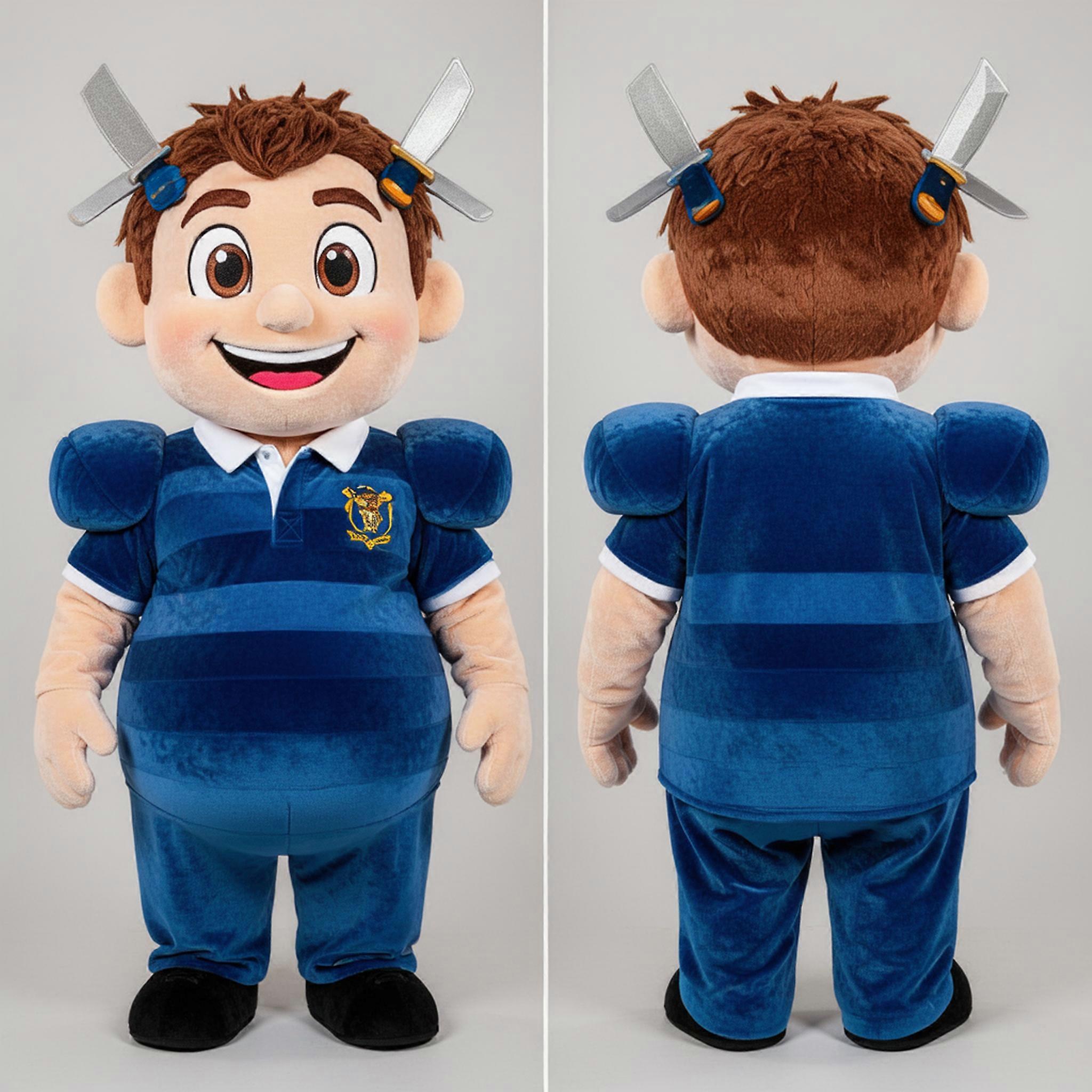 MASTICOT Vibrant Blue Rugby Knife Thrower Mascot