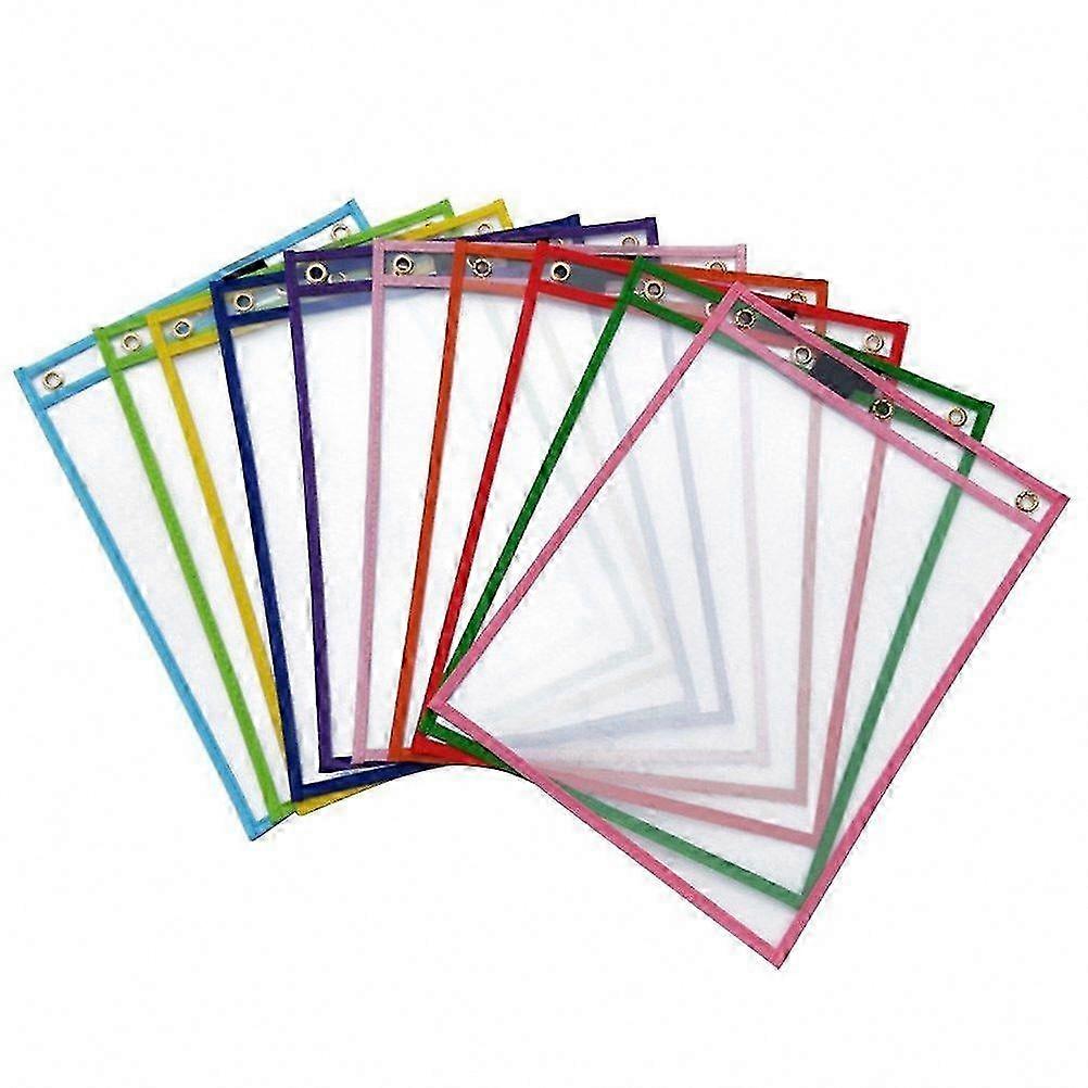 Student & Classroom Organization 10Pcs Reusable Dry Erase Pockets, Assorted Colors