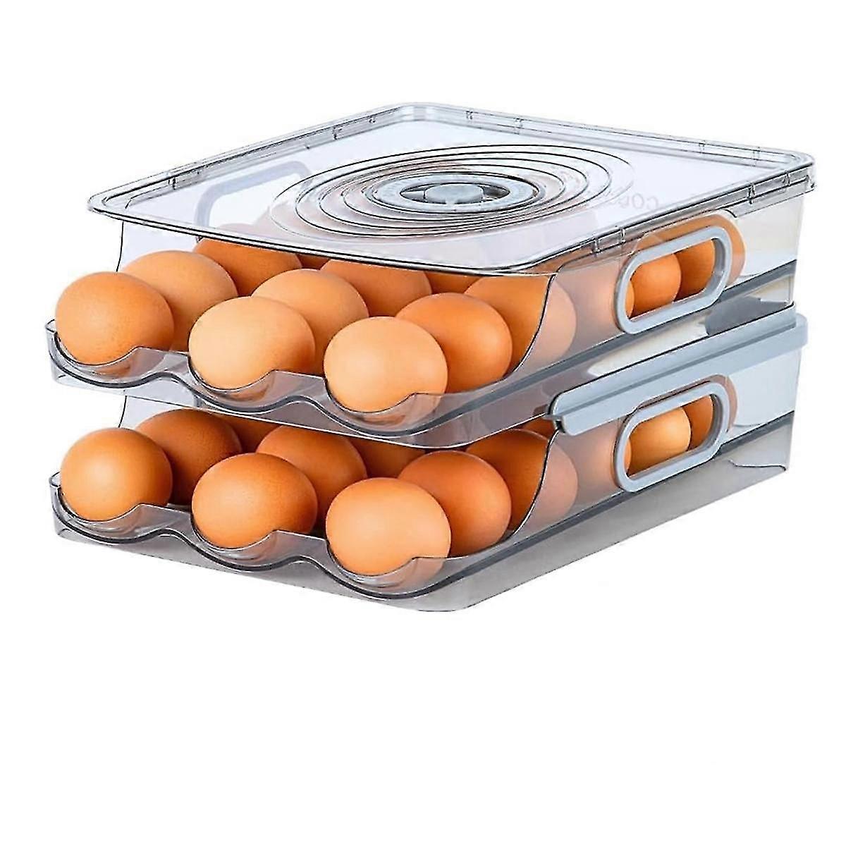 Egg Container For Refrigerator: Egg Cartons, Automatically Rolling Egg Holder For Refrigerator With