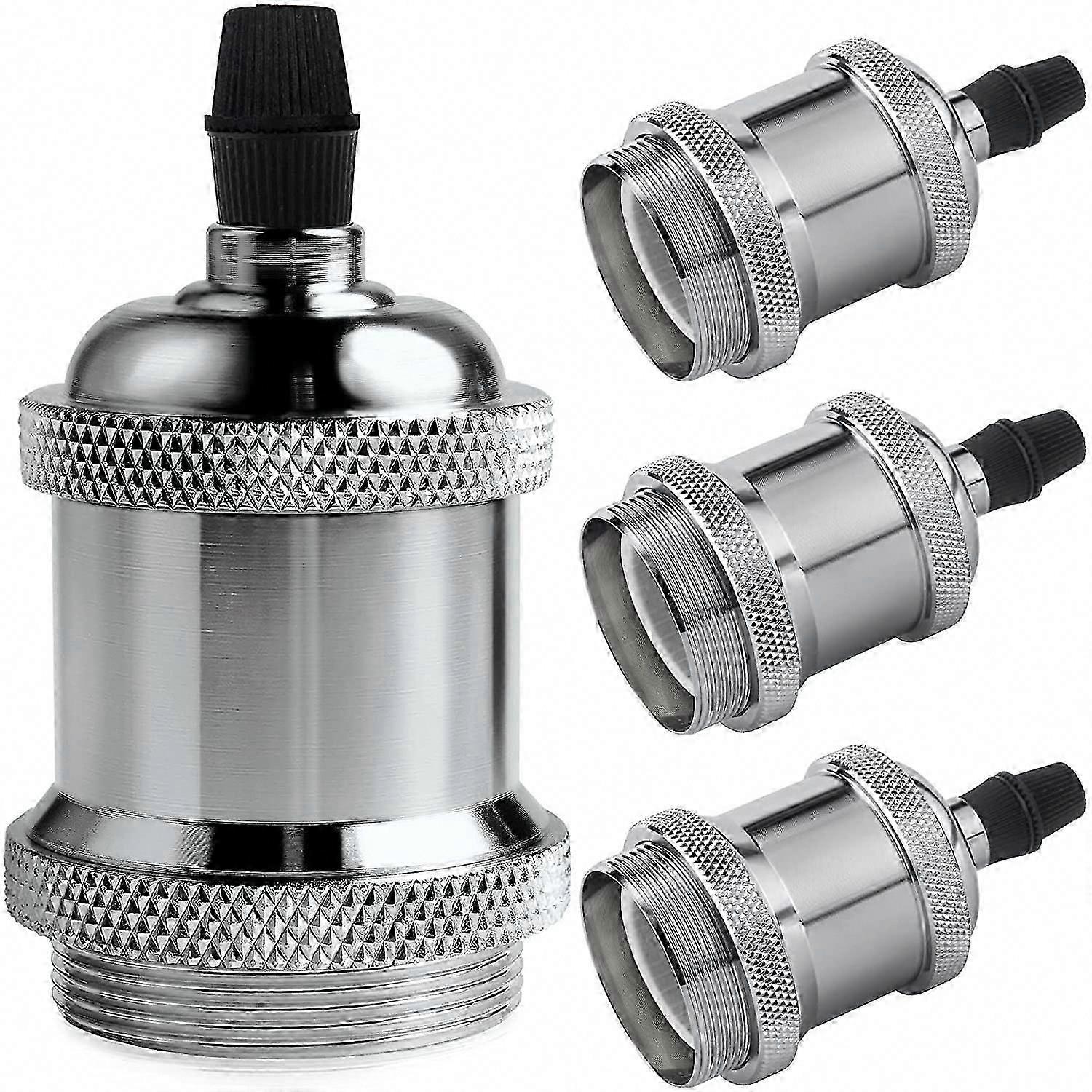 Vintage E27 lamp socket, Edison retro pendant lamp, Solid ceramic adapter, 4 Pieces chrome color socket