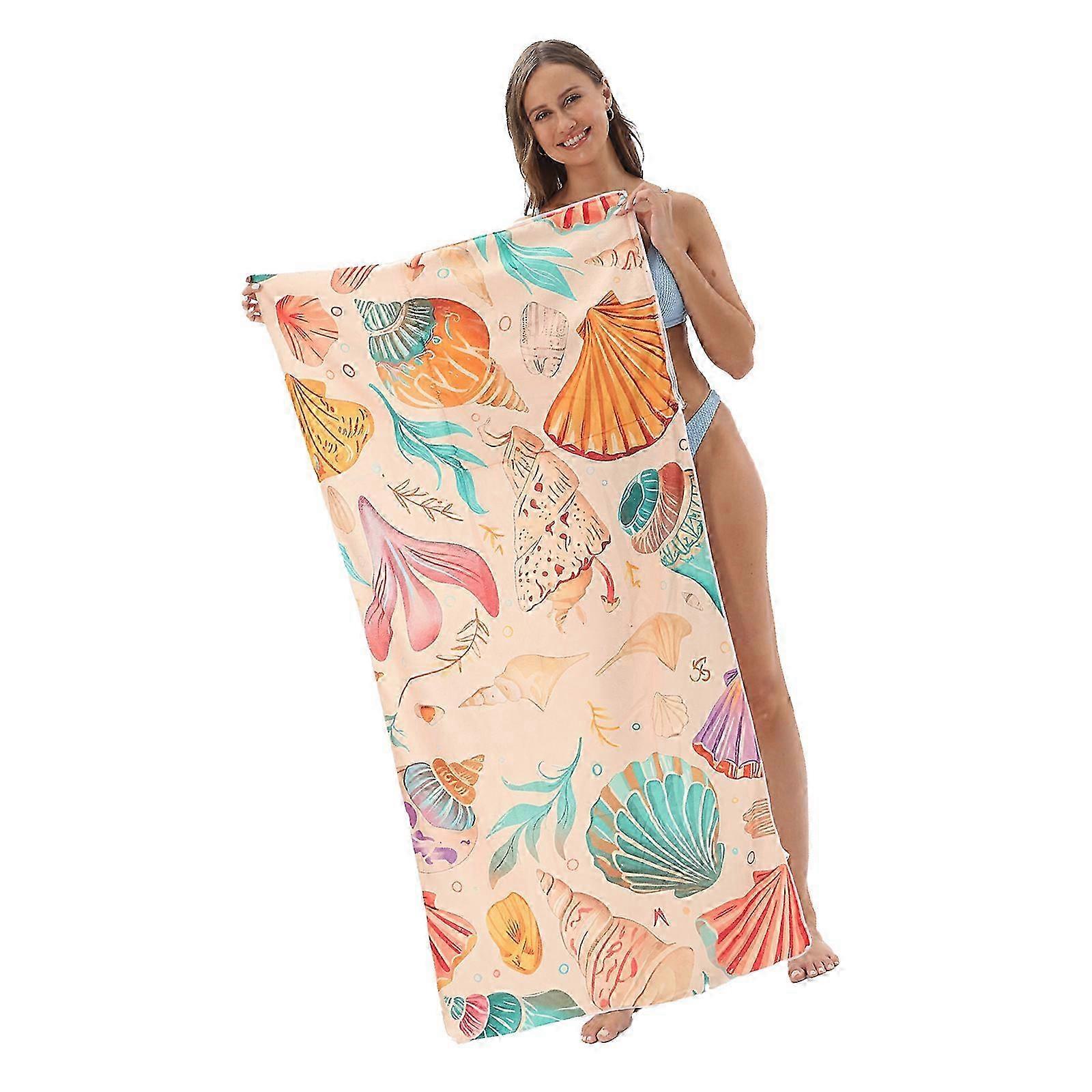 Absorbent Microfiber Beach Towel Compact Foldable Designs Sand Resistant compatible with Outdoor Travel Sports Multicolor