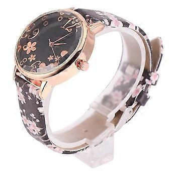 Plommeblomst armbåndsur elegant moteklokke for dame 1 stk svart design