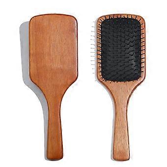 Log color rubber wood air bag comb solid wood feel generous board massage head air cushion comb hair beauty comb