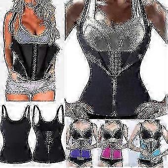 R9 3 Clip&1 Zip 6 Steel Boned Waist Trainer Corset Sport Workout Body Shaper Tummy Control