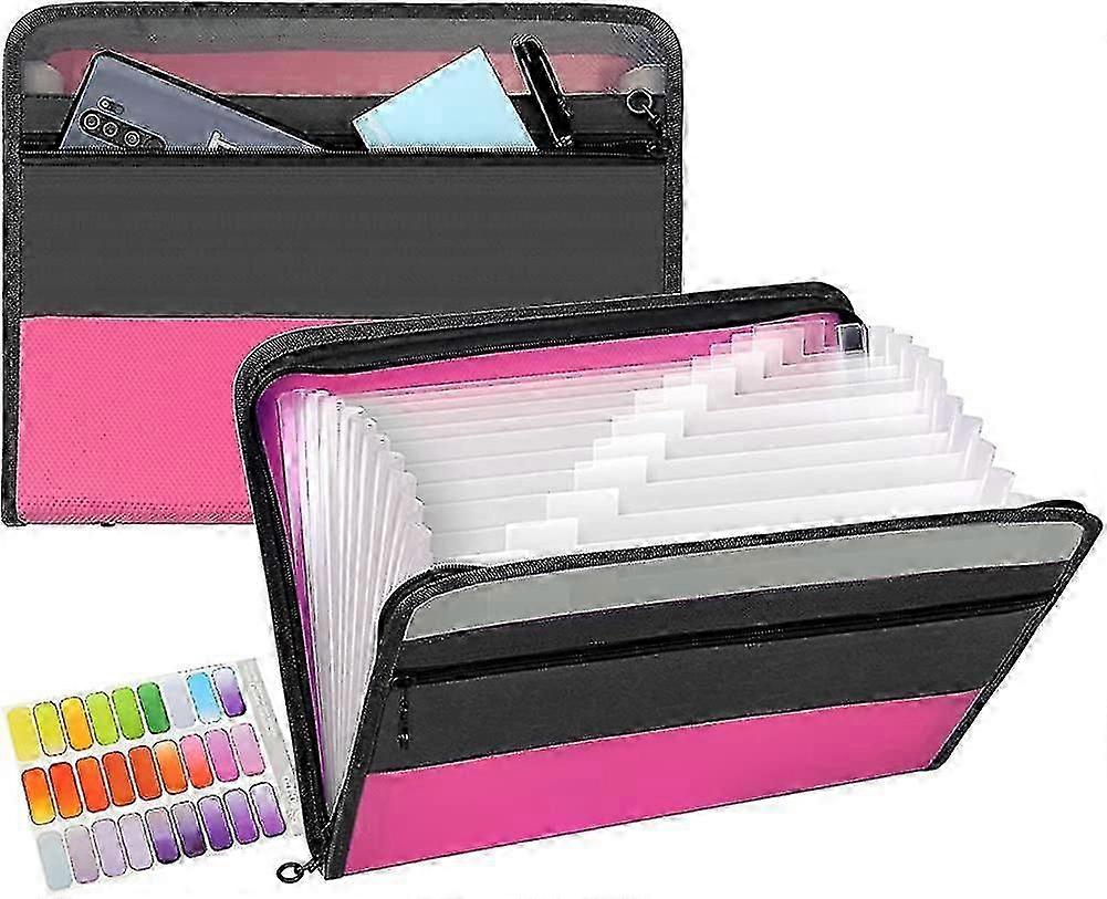 Pull-out Folder With 13 Pockets With Zipper, A4 Plastic Document Organizer Gift