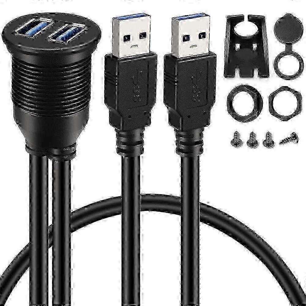 Dual USB 3.0 Flush Mount Extension Cable
