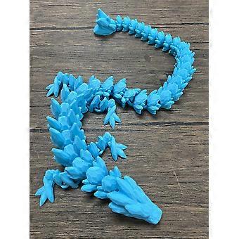 XL 26' Sky Blue 3D Printed Dragon Fidget Toy, Heavy Duty Crystal Articulated Collectible Figurine