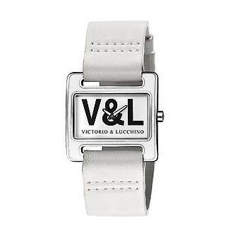 V & L nacht & dag Quartz analoge vrouw horloge met Cowskin armband VL071602