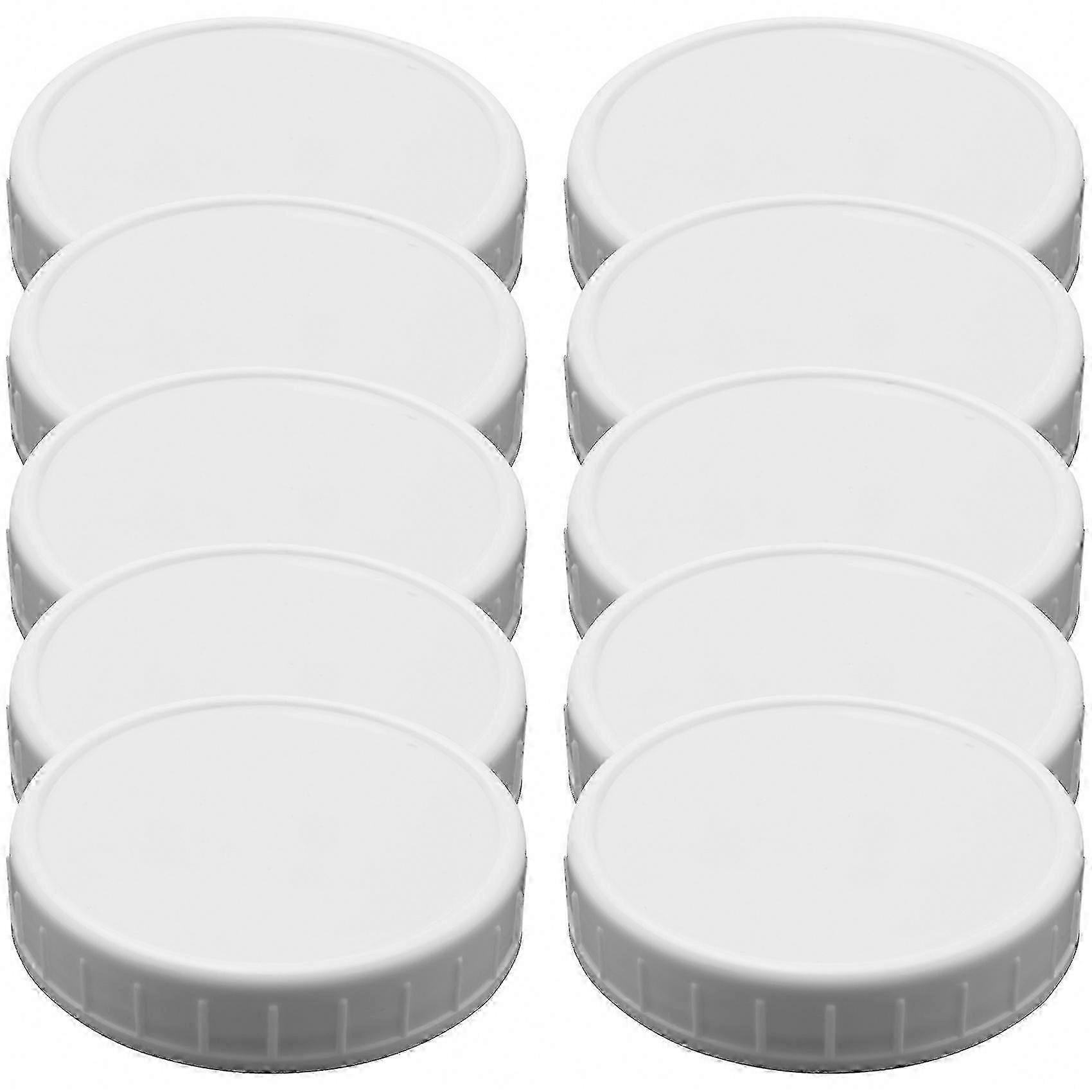 Secure Mason Jar Storage - 10 Pack Plastic Ribbed Caps, 86mm Diameter