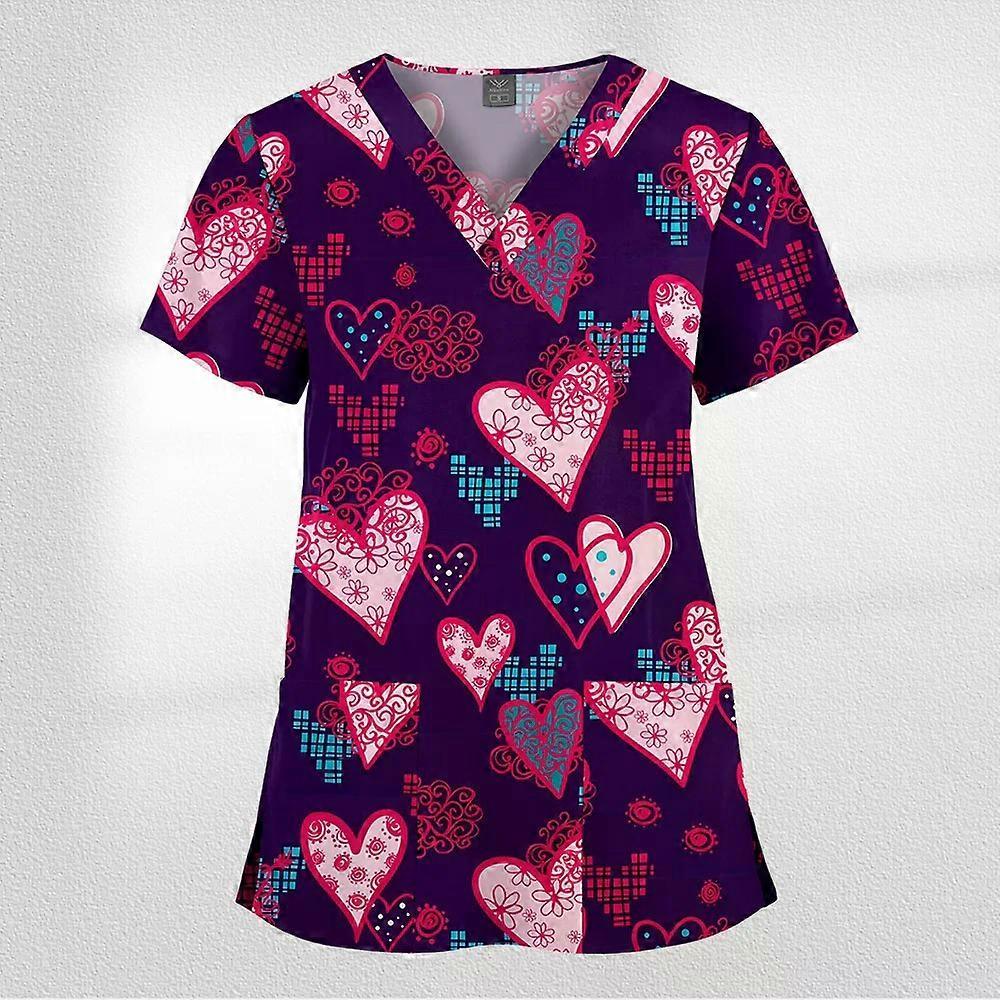 Christmas Scrub Top Soft Stretch V-neck
