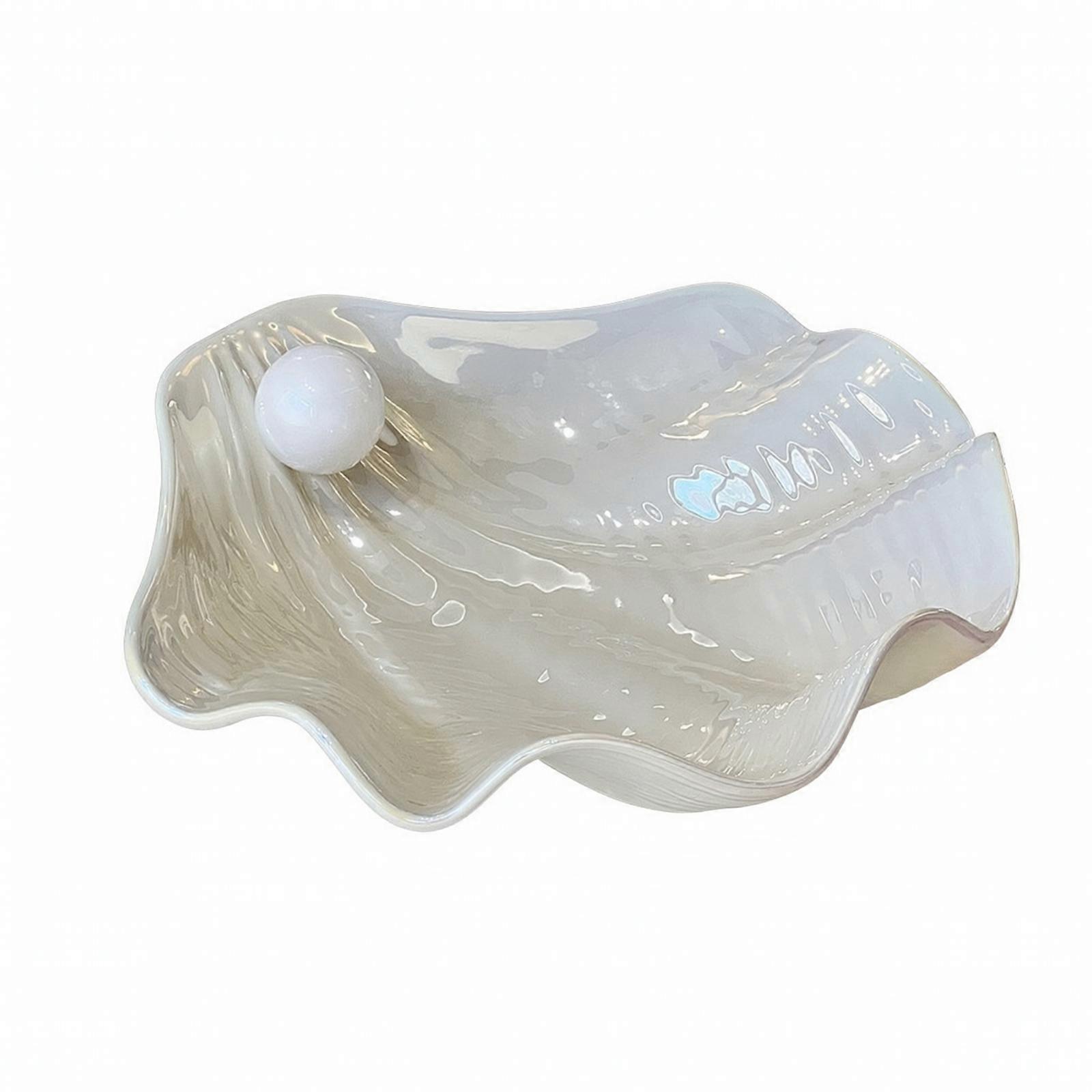 Glossy Shell Tray | contoured, Ceramic Tray with Knob, for Tabletop Display
