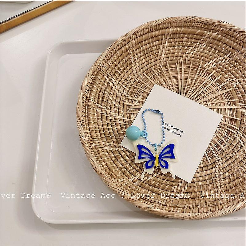 Retro Butterfly Pendant Korean Version Versatile Color Ball Acrylic Key Chain Girl Butterfly Pendant