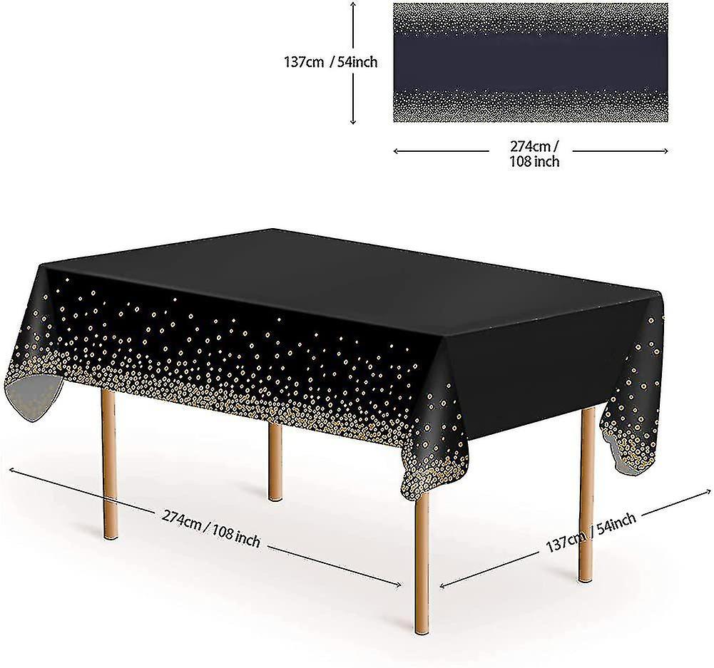 Fong 3 Pack Disposable Plastic Tablecloths. Plastic Rectangle Black Dot Tablecloths