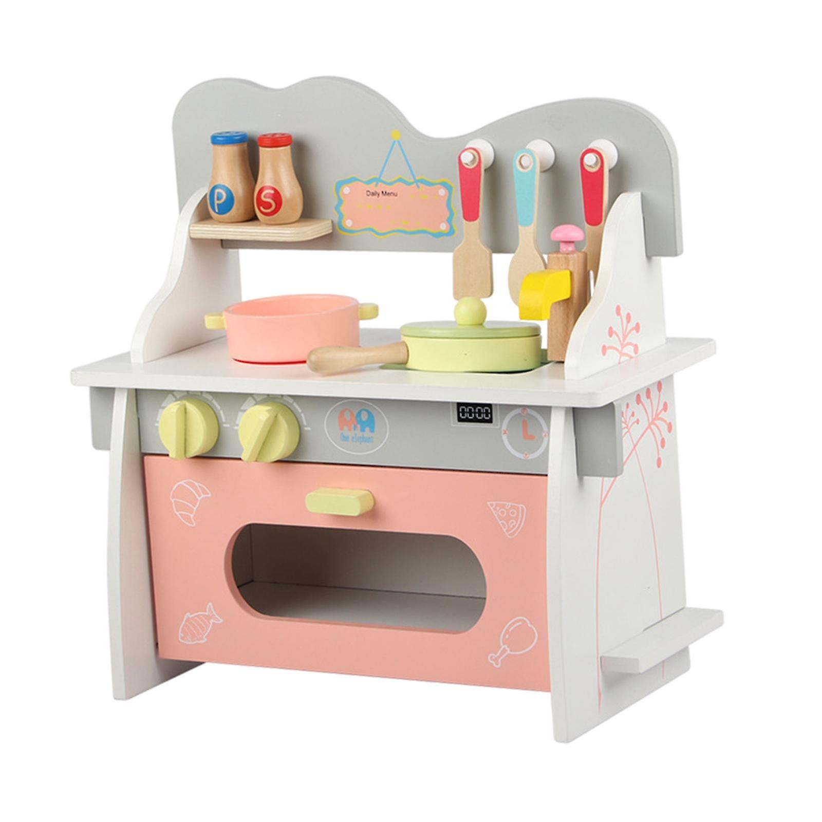 Stovetop Play Kitchen Utensils Toy with Turning Knobs Pretend Play Pink