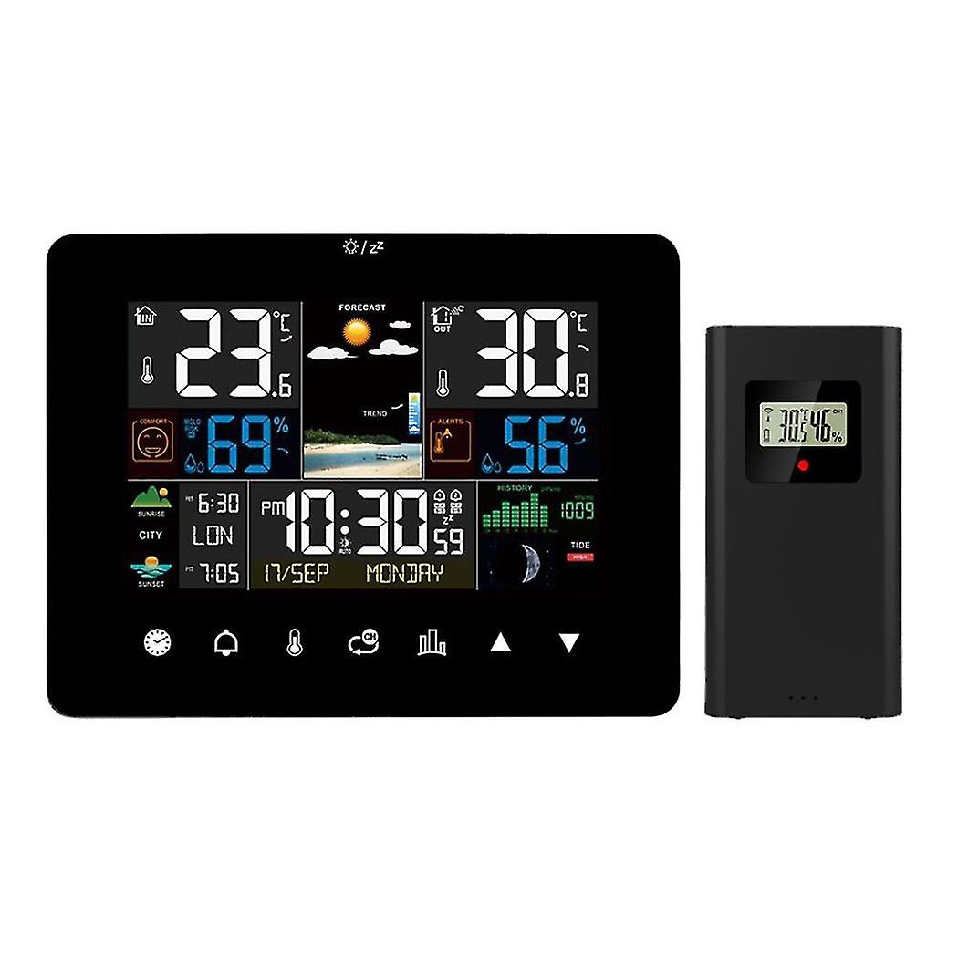 Alarm Clock Digital Time Sunrise/sunset Electronic Thermometer Weather Forecast Wireless Sensor Wal