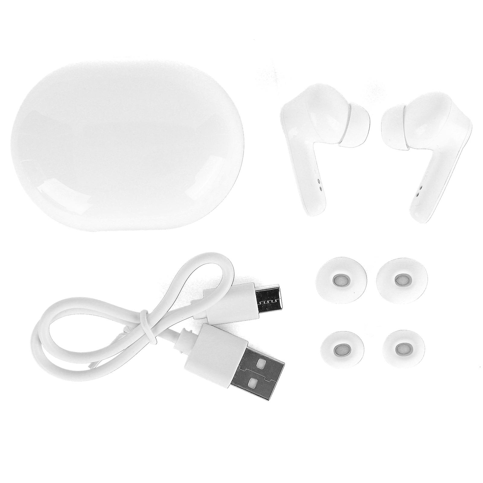 JS76 Wireless Bluetooth Earbuds, Low Latency, Sweatproof, Subwoofer, Touch Control, White