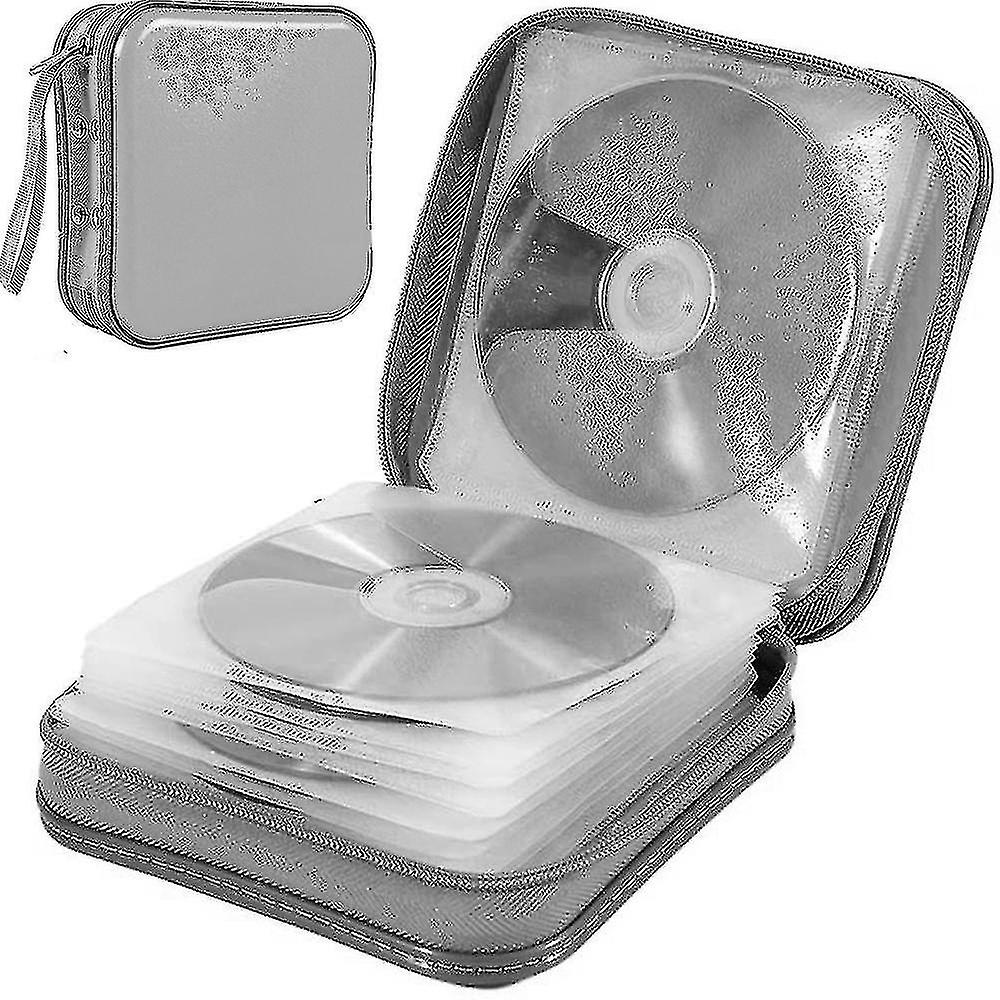 40 Capacity Cd Case, Hard Plastic Dvd Case Portable Zipper Cd Case