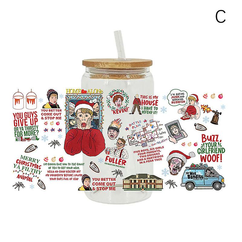 Noël Uv Dtf Transfert Coupe Wrap Transfert Autocollant Verre Coupe Autocollant Autocollant