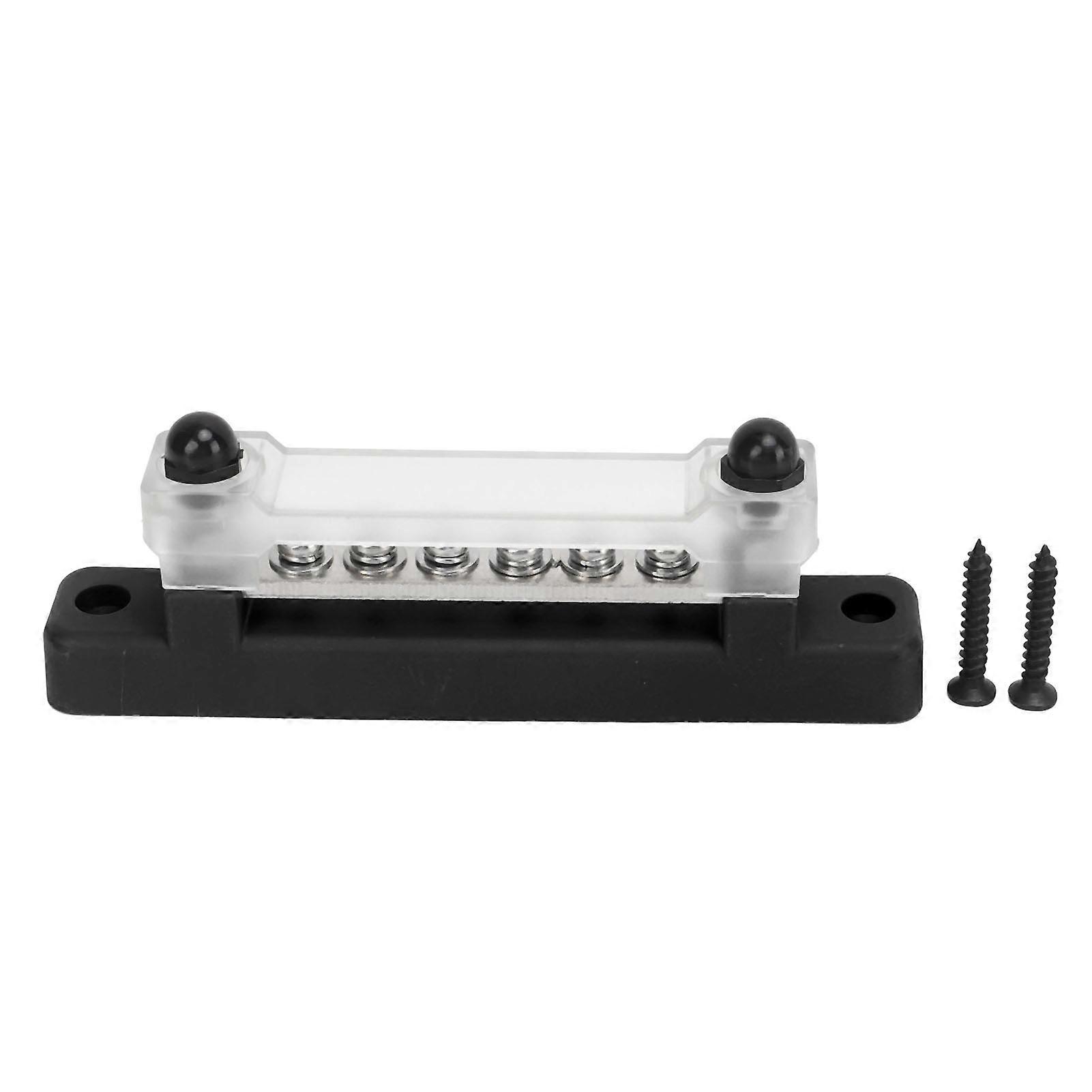 Bloc de distribution d'alimentation 48 V 150 A à 6 bornes avec couvercle, goujons M6, vis M4, pour voiture, camping-car, caravane, bateau, noir
