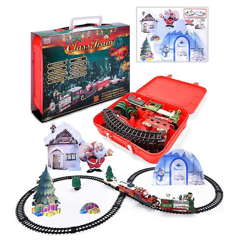 Train électrique de Noël pour enfants, jouet classique à compartiments avec musique légère, idéal comme cadeau