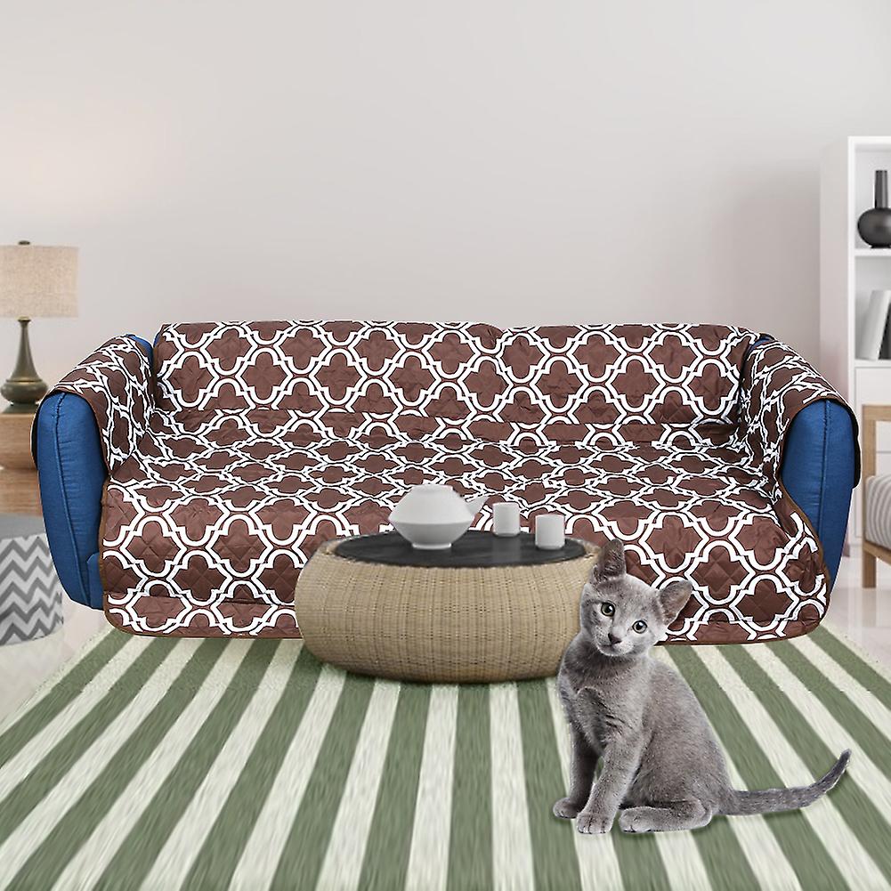 Polyester Pongee Waterproof Non slip Dirty Resistant Pet Sofa Cushion Ultrasonic Impressing Pets Lounge Mat Pad(Light Coffee Printing Three People 16