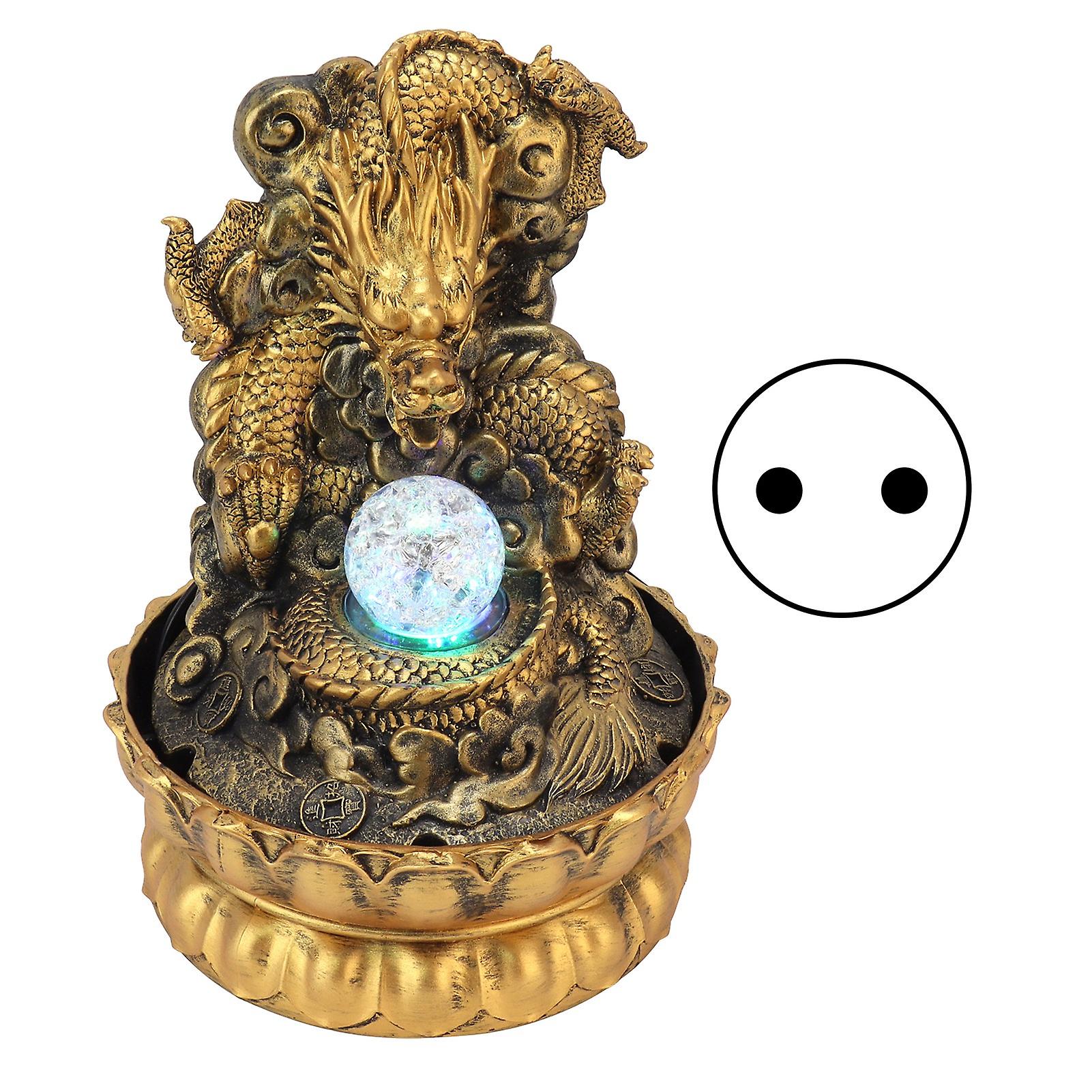 Resin Dragon Statue LED Desktop Water Fountain Home Office Desktop Decor Crafts GiftsEU Plug 220V