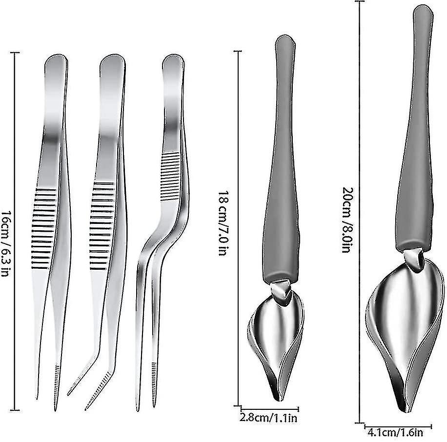 8 قطع الشيف الفن قلم رصاص ملعقة الديكور مجموعة، الفولاذ المقاوم للصدأ الطبخ ملاقط C-YUHAO