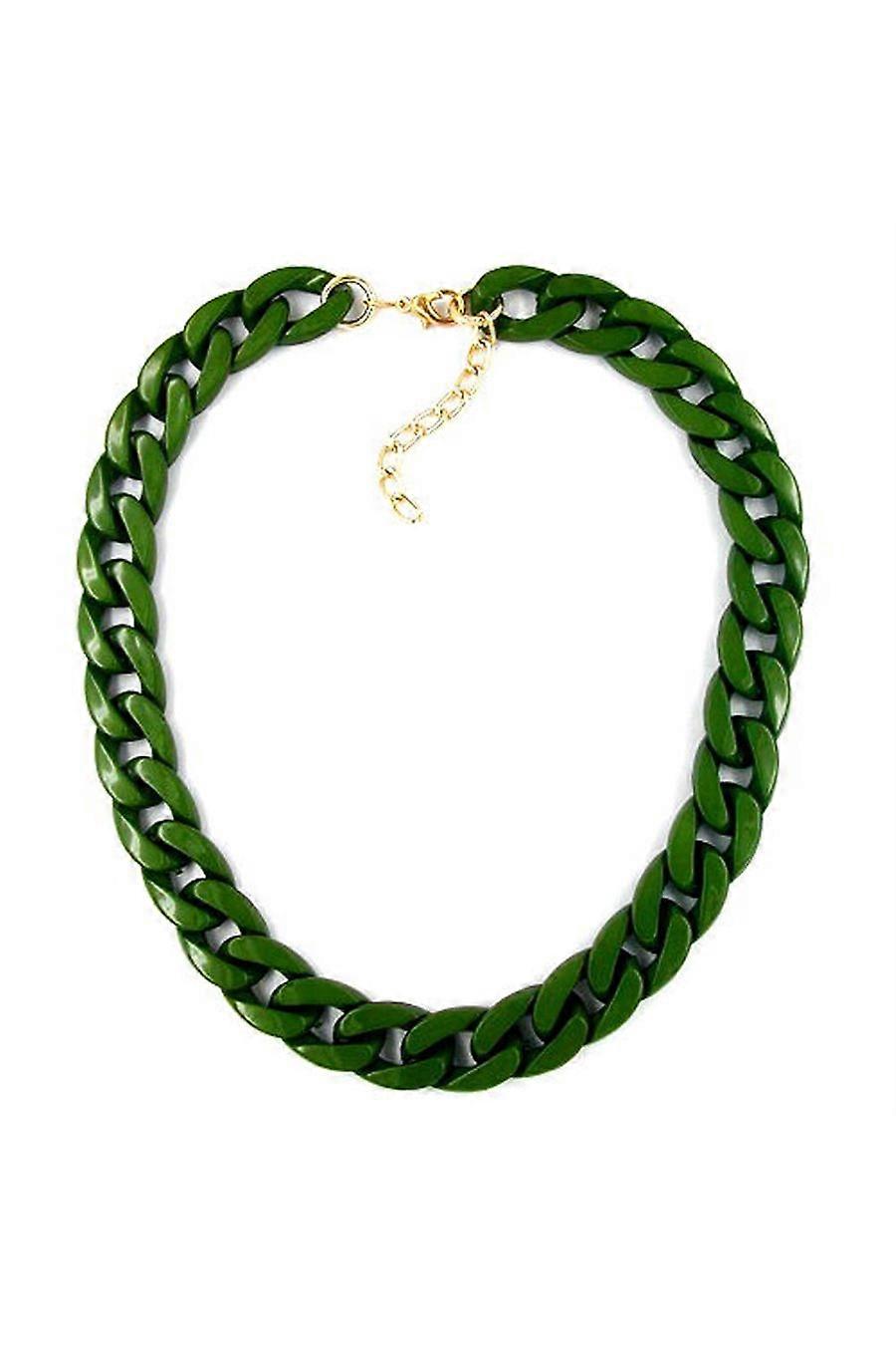 Necklace Curb Chain Green Glossy - Gl05858