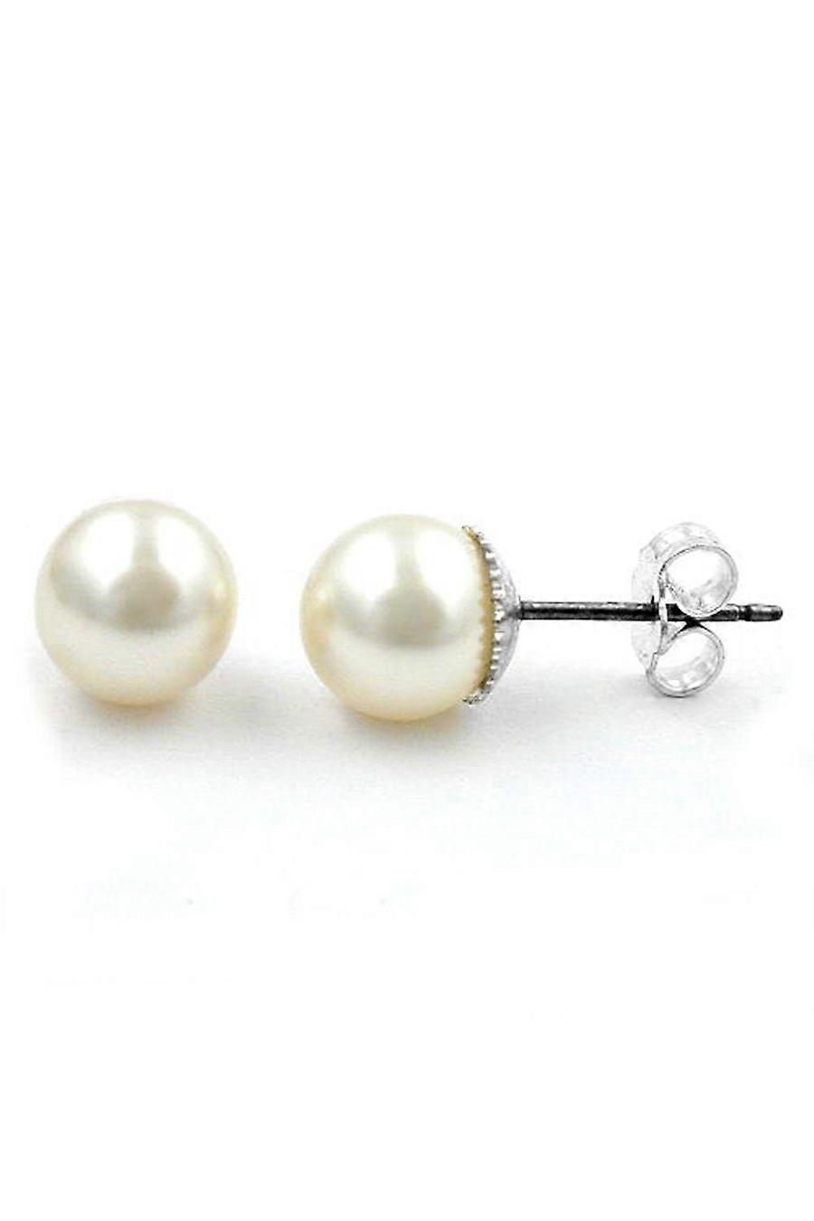 Stud Earrings Bead White Wax 8mm - Gl00875