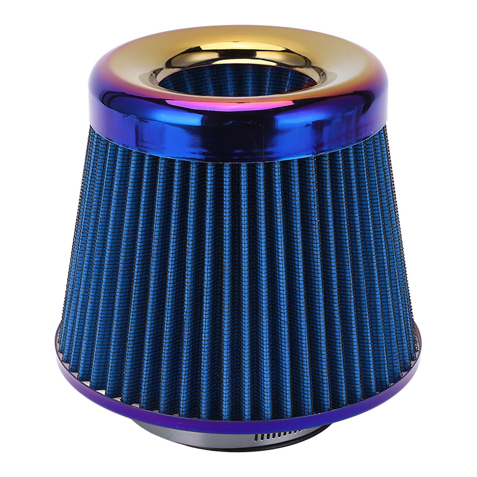 3 inch/76mm Car Air Filter Intake High Performance Cone Washable Reusable Universal Accessory Blue