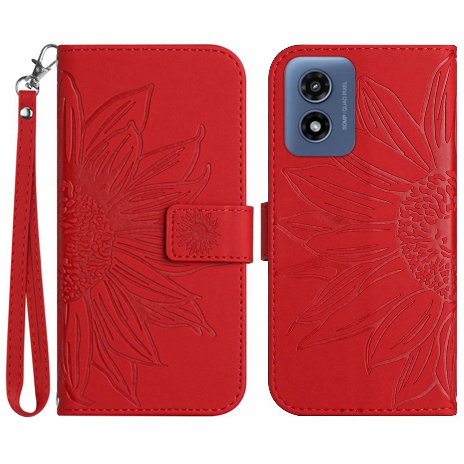 Ht04 Compatible with Motorola Moto G Play 5G (2024)/Moto G (2024) Leather Phone Case With Wrist Stra
