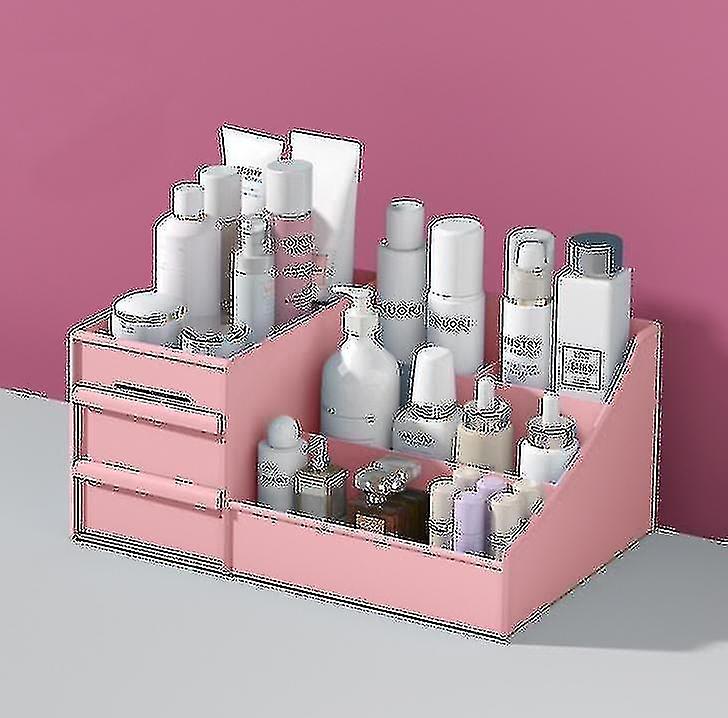 Cosmetics storage box drawer type plastic storage rack???Pink??