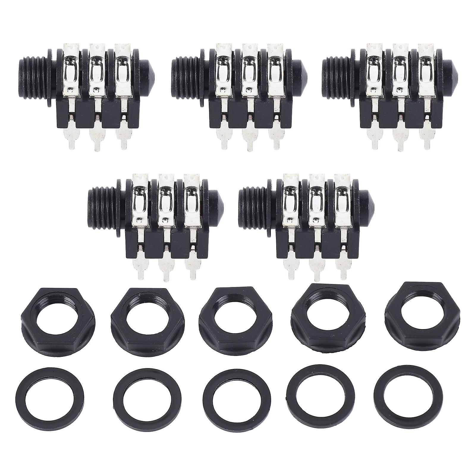 5Pcs Stereo Jack Socket 6.35mm 6P Microphone Connector Pickup Jack Socket for Replacement