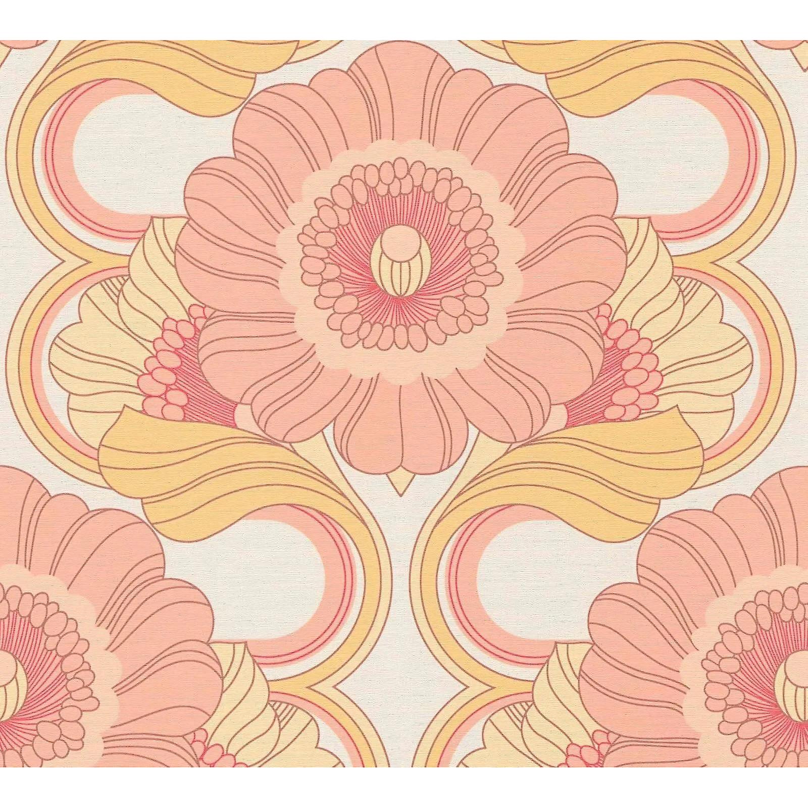 AS Creation 70's Retro Floral Orange Wallpaper