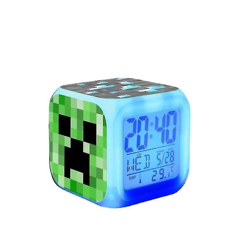 Magic cube alarm clock with LED light, digital temperature cartoon alarm clock, children's student a