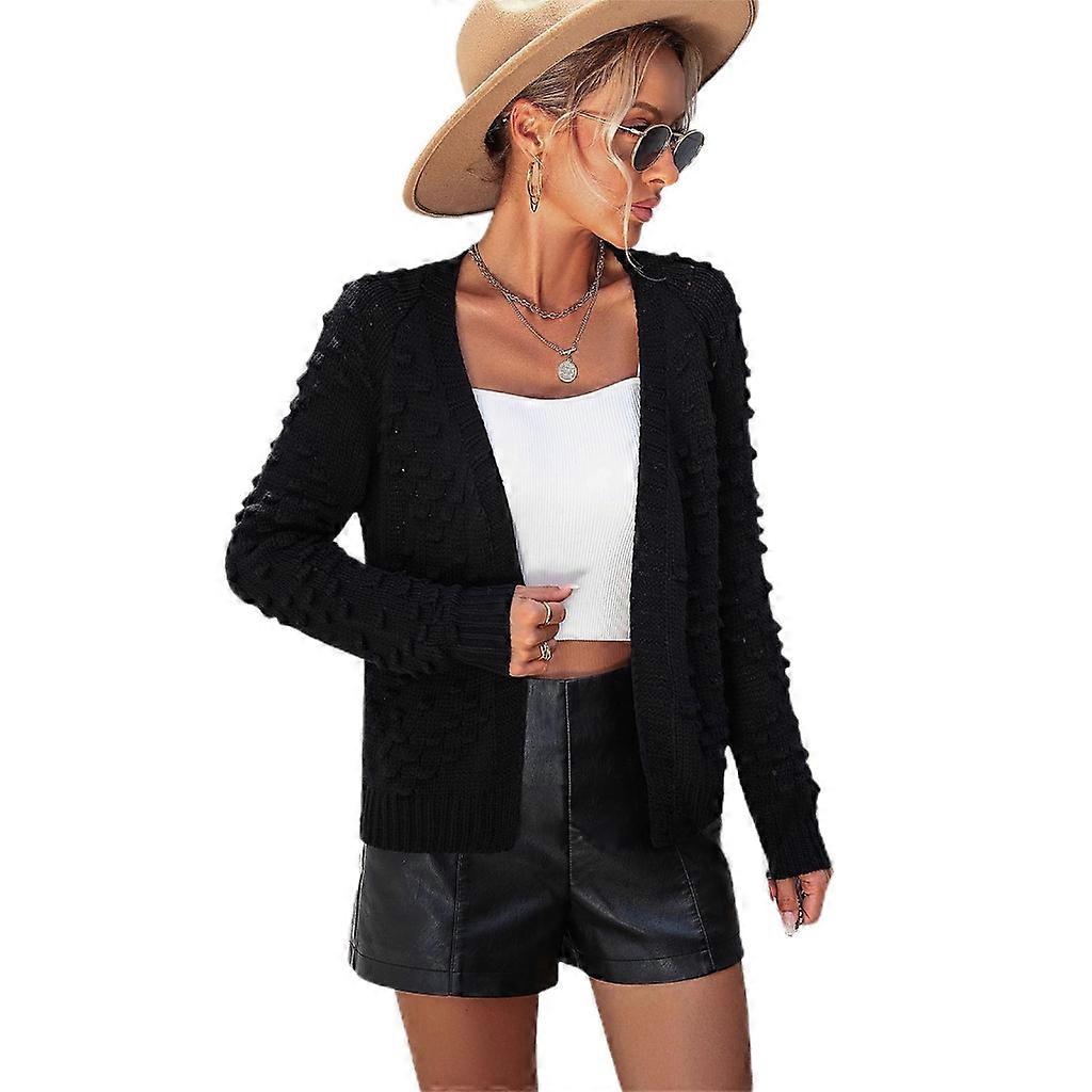 Ladies' Trendy Outerwear 3D Pattern Knitwear V Neck Open Front Cardigan