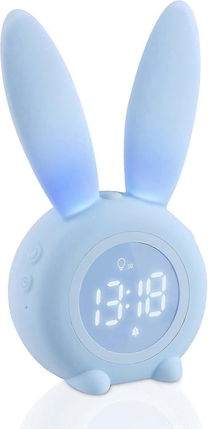 Cute Rabbit Shaped Induction Alarm Clock, Intelligent Automatic Breathing Light Adjustment, Automatic Time/Date/Temperature Display, Voice Control or