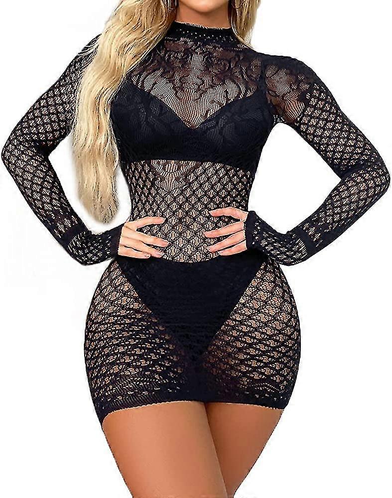 Sexig nätunderkläder för kvinnor, bodysuit, strippkläder, exotiskt set, mesh, urholkad S-3xl